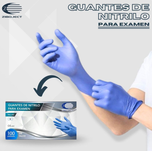 GUANTE NITRILO AZUL/NEGRO ZIBOJECT TALLA XS - S - M - L